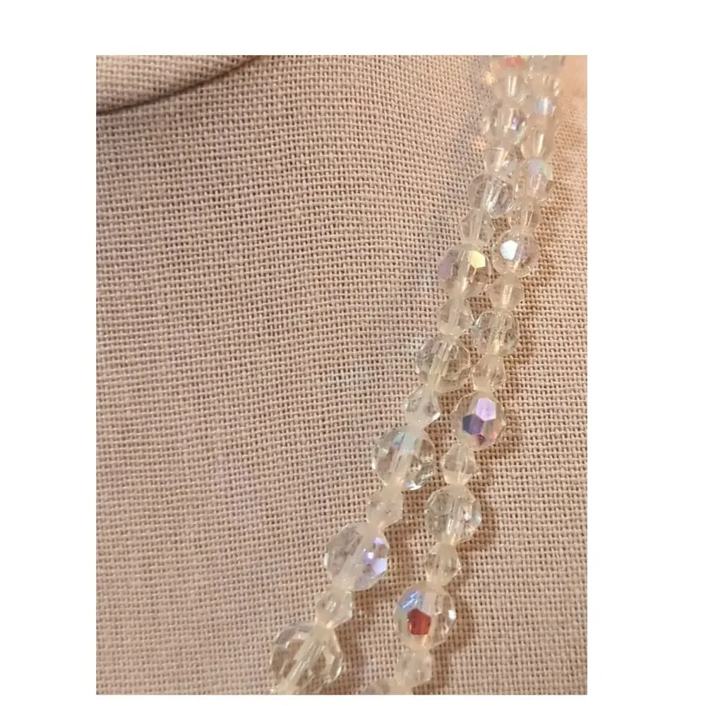 Vintage Two Strand Graduated AB Crystal Necklace